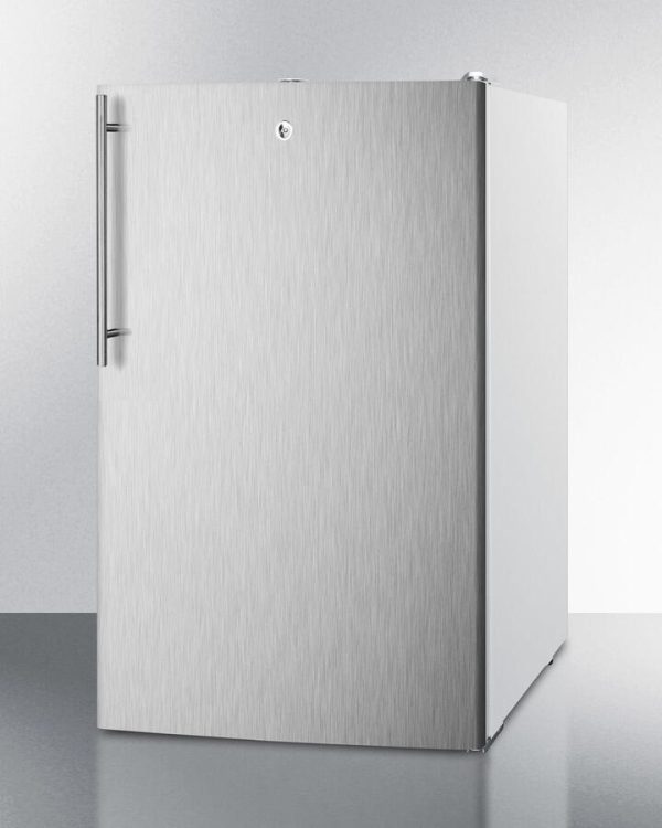 Summit FS407LSSHV 20  Wide Counter Height All-Freezer, -20 C Capable With A Lock, Stainless Steel Door, Thin Handle And White Cabinet on Sale