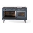 Ilve UN60FNMPBGC Ilve Un60Fnmpbgc Nostalgie Ii Noblesse 60  Dual Fuel Range (9 Sealed Burners + Griddle, Natural Gas, Triple Glass Door, Blue Grey, Chrome) Hot on Sale