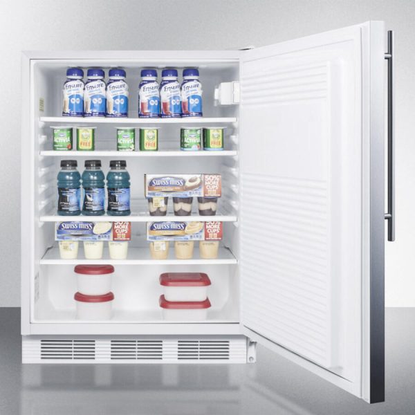 Summit FF7SSHVADA Ada Compliant Commercial All-Refrigerator For Freestanding General Purpose Use, Auto Defrost W Ss Door, Thin Handle, And White Cabinet Online now