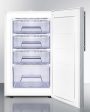 Summit FS407LSSHV 20  Wide Counter Height All-Freezer, -20 C Capable With A Lock, Stainless Steel Door, Thin Handle And White Cabinet on Sale