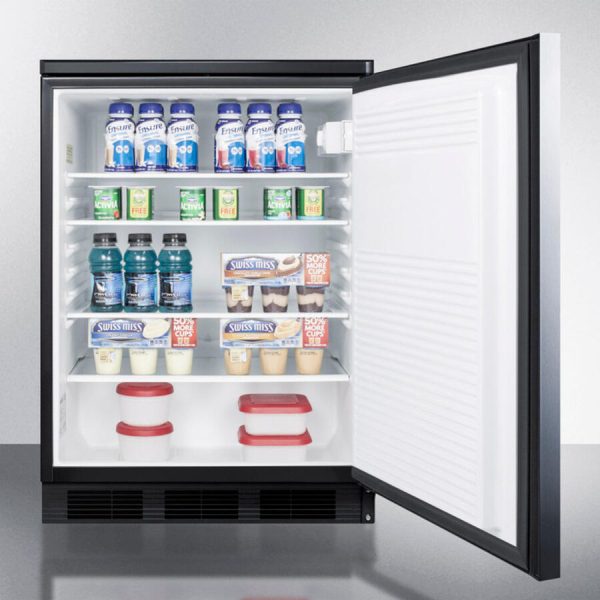 Summit FF7LBLSSHH Commercially Listed Freestanding All-Refrigerator For General Purpose Use, Auto Defrost W Ss Wrapped Door, Horizontal Handle, Lock, And Black Cabinet Online