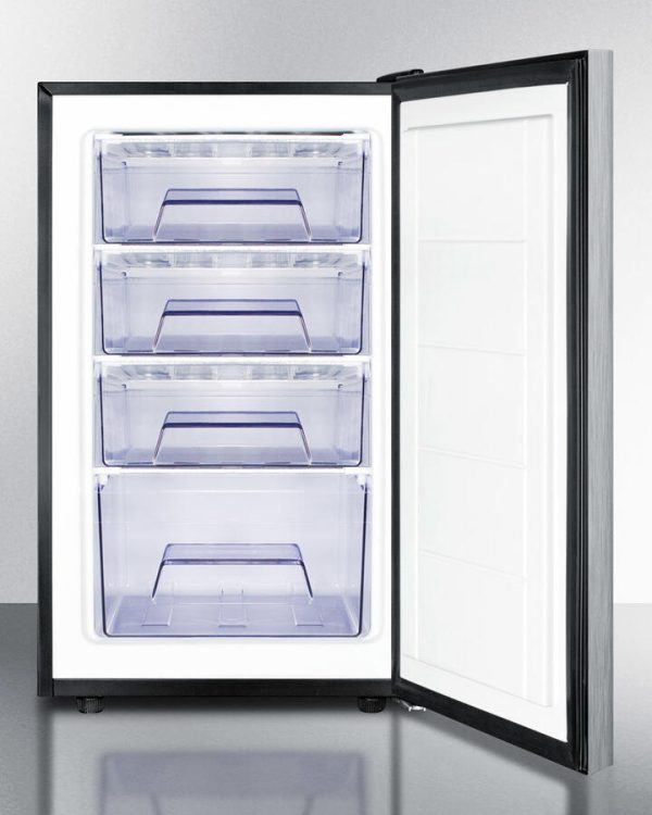 Summit FS408BLBISSHHADA Ada Compliant 20  Wide Built-In Undercounter All-Freezer, -20 C Capable With A Lock, Stainless Steel Door, Horizontal Handle And Black Cabinet Online Sale