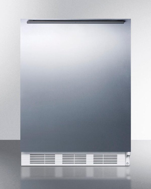 Summit FF7SSHH Commercially Listed Freestanding All-Refrigerator For General Purpose Use, Auto Defrost W Ss Wrapped Door, Horizontal Handle, And White Cabinet Fashion