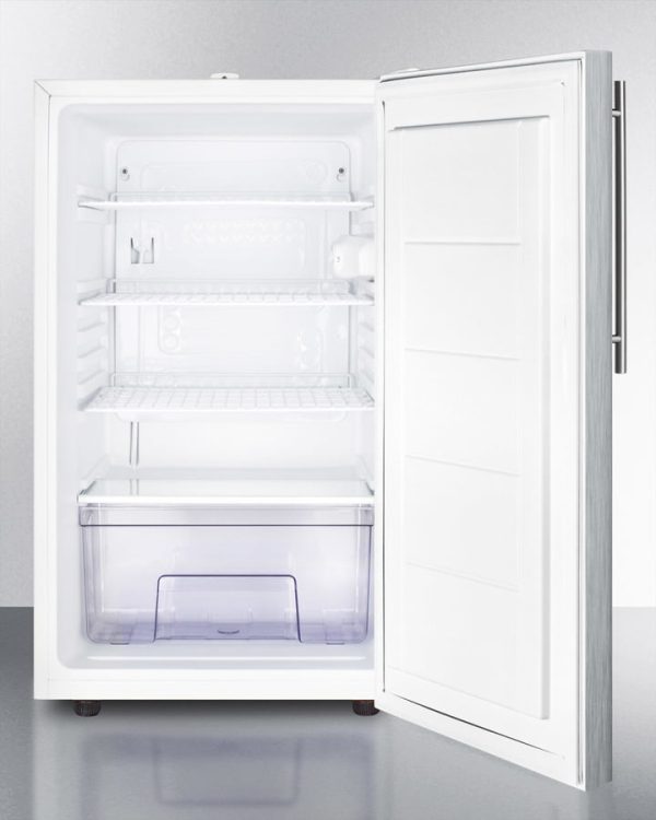 Summit FF511LBI7SSHVADA Commercially Listed Ada Compliant 20  Wide Built-In Undercounter All-Refrigerator, Auto Defrost W Lock, Stainless Steel Door, Thin Handle And White Cabinet For Discount