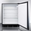 Summit FF7LBLSSHHADA Ada Compliant Commercial All-Refrigerator For Freestanding General Purpose Use, Auto Defrost W Ss Door, Horizontal Handle, Lock, And Black Cabinet Supply