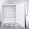 Summit FF7LSSTB Commercially Listed Freestanding All-Refrigerator For General Purpose Use, Auto Defrost W Lock, Ss Wrapped Door, Towel Bar Handle, And White Cabinet Online Sale