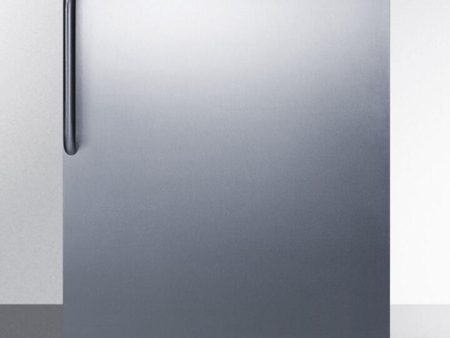 Summit FF7LBLCSS Commercially Listed Built-In Undercounter All-Refrigerator For General Purpose Use, Auto Defrost W Stainless Steel Exterior, Towel Bar Handle, And Lock Fashion