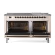 Ilve UN60FNMPAWBLP Ilve Un60Fnmpawblp Nostalgie Ii Noblesse 60  Dual Fuel Range (9 Sealed Burners + Griddle, Liquid Propane, Triple Glass Door, Antique White, Burnished) Online now