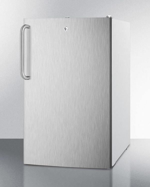 Summit FS407LSSTBADA Ada Compliant 20  Wide All-Freezer, -20 C Capable With A Lock, Stainless Steel Door, Towel Bar Handle And White Cabinet Online Sale