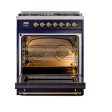 Ilve UN30QNMPMBGLP Ilve Un30Qnmpmbglp Nostalgie Ii Noblesse 30  Dual Fuel Range (Liquid Propane, Solid Door, Midnight Blue, Brass) Fashion