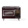 Ilve UN48FSNMPBUC Ilve Un48Fsnmpbuc Nostalgie Ii Noblesse 48  Dual Fuel Range (5 Sealed Burners + Griddle + French Top, Natural Gas, Triple Glass Door, Burgundy, Chrome) Online now