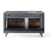 Ilve UN60FNMPBGCLP Ilve Un60Fnmpbgclp Nostalgie Ii Noblesse 60  Dual Fuel Range (9 Sealed Burners + Griddle, Liquid Propane, Triple Glass Door, Blue Grey, Chrome) Hot on Sale