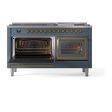 Ilve UN60FNMPBGGLP Ilve Un60Fnmpbgglp Nostalgie Ii Noblesse 60  Dual Fuel Range (9 Sealed Burners + Griddle, Liquid Propane, Triple Glass Door, Blue Grey, Brass) Online Sale