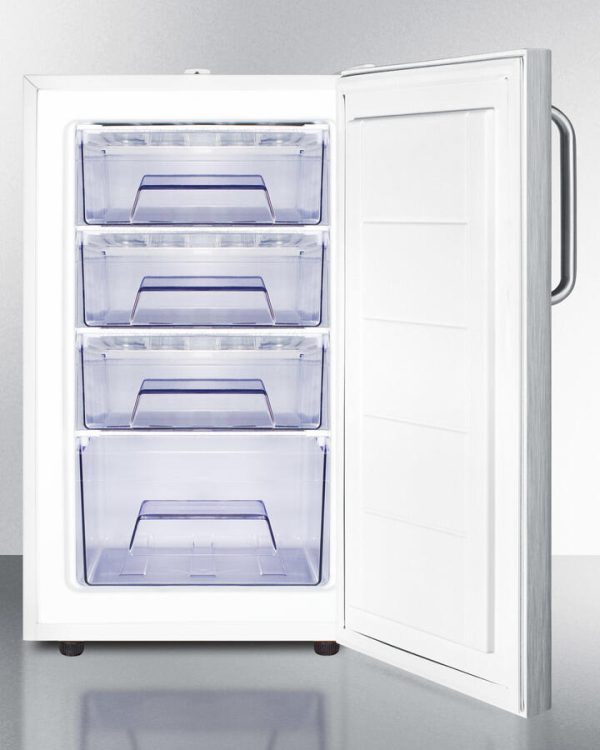 Summit FS407LSSTBADA Ada Compliant 20  Wide All-Freezer, -20 C Capable With A Lock, Stainless Steel Door, Towel Bar Handle And White Cabinet Online Sale