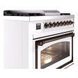 Ilve UN36FNMPWHBLP Ilve Un36Fnmpwhblp Nostalgie Ii Noblesse 36  Dual Fuel Range (Liquid Propane, Triple Glass Door, White, Burnished) Online