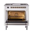 Ilve UN36FNMPWHBLP Ilve Un36Fnmpwhblp Nostalgie Ii Noblesse 36  Dual Fuel Range (Liquid Propane, Triple Glass Door, White, Burnished) Online